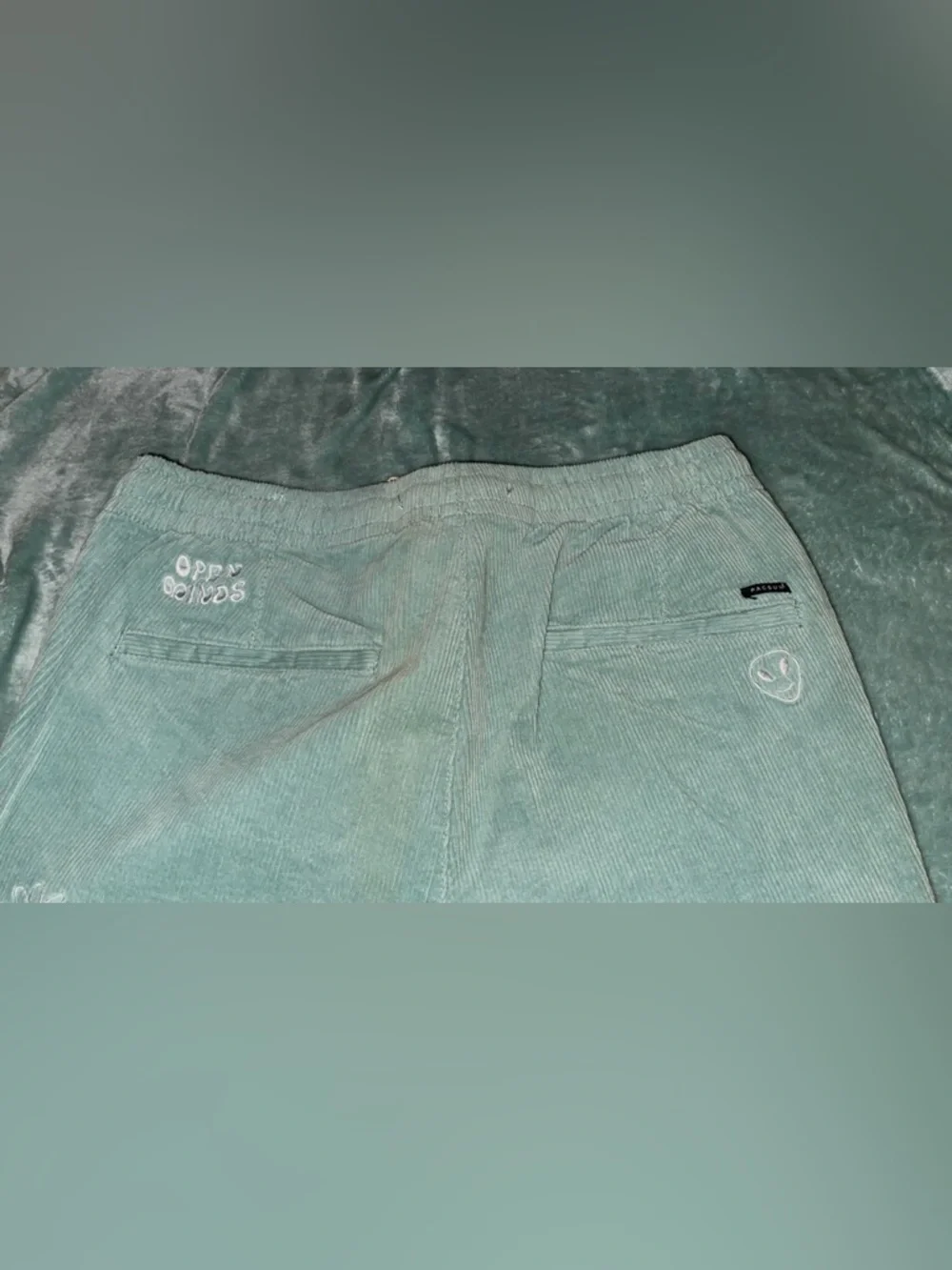PacSun Embroidered Corduroy Trouser Pants Slim Fit Aqua  Medium (NWOT)